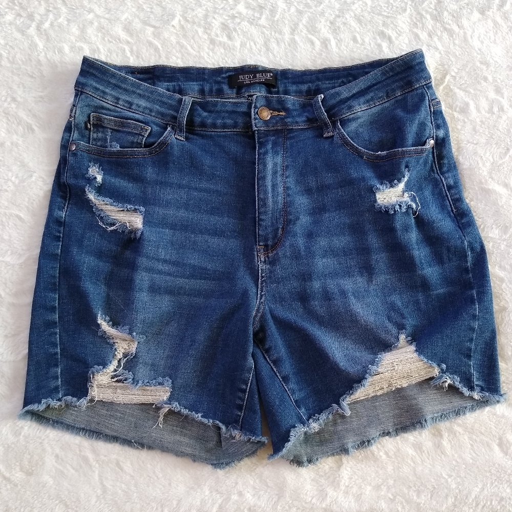 Judy Blue High Rise Distressed Shorts - Picture 2 of 6